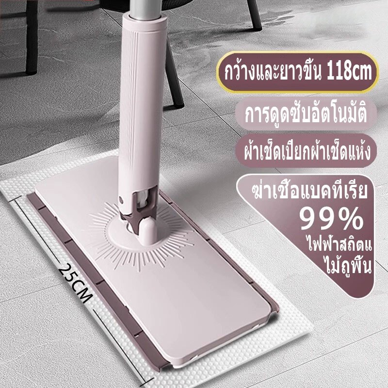 Greensindoor ไม้ถูพื้นผ้าแคลมป์ ไม้ถูพื้นแบบใช้แล้วทิ้ง ไม้ถูพื้นเศษผ้าไฟฟ้าสถิต ผ้าเช็ดทําความสะอาดแบบถอดเปลี่ยนได้อย่า