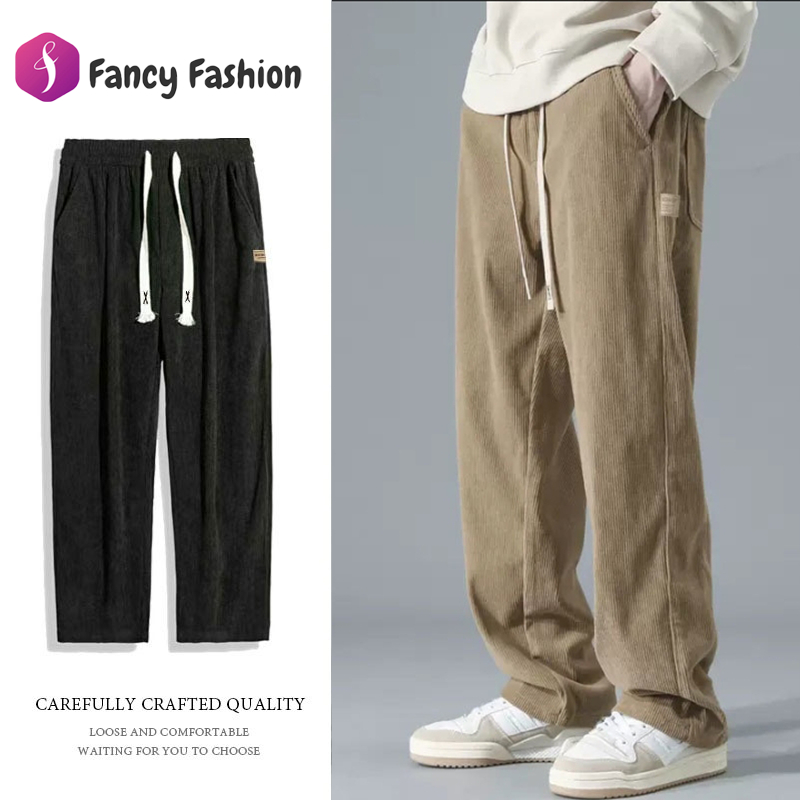 Fancy Fashion กางเกงลูกฟูก กางเกงสแล็ค ชาย ผ้าลูกฟูก เอวยางยืด คล่องแคล่วและสบายสบาย จัดส่งรวดเร็ว