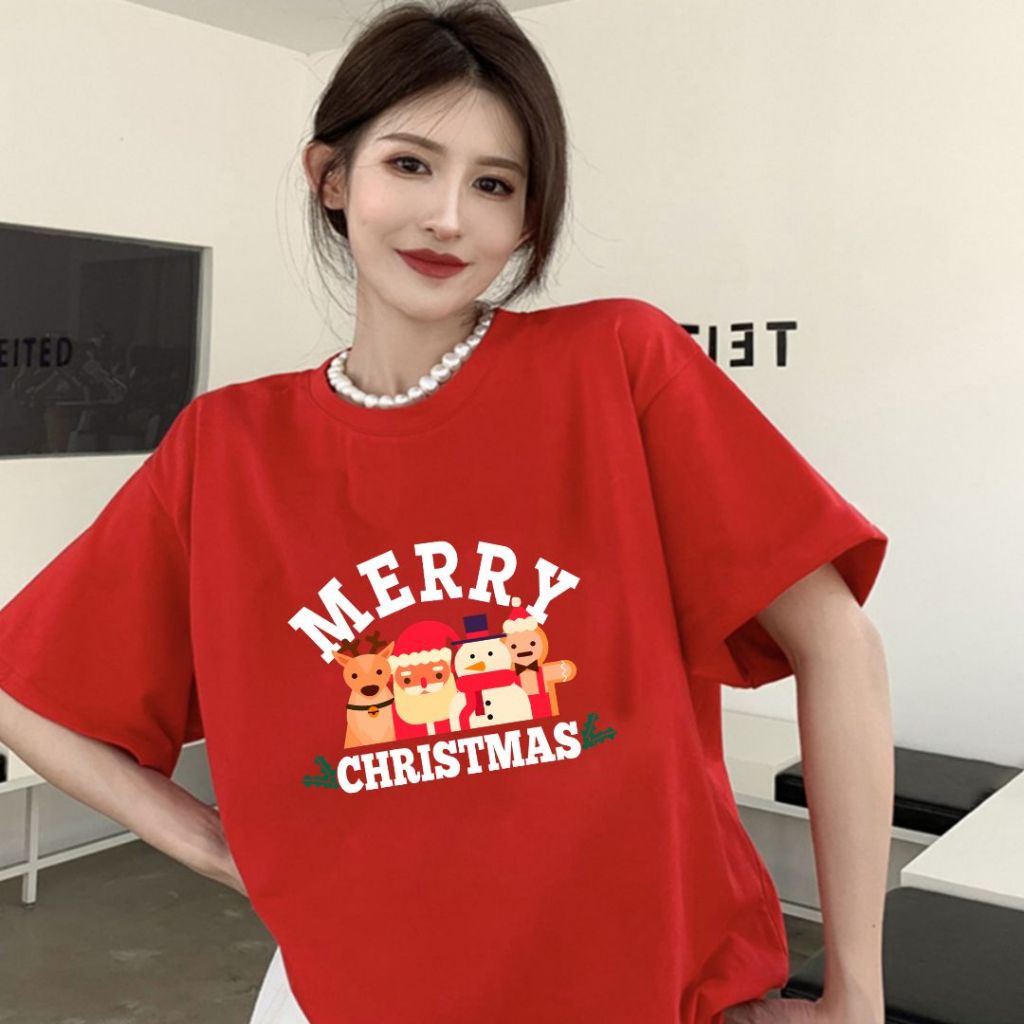 You-T เสื้อยืดคริสต์มาส ผ้าฝ้าย 100% ไม่หดตัว เสื้อคู่ สวมใส่สบาย เสื้อผ้าแฟชั่นสตรี พิมพ์ "คริสต์มาส07"