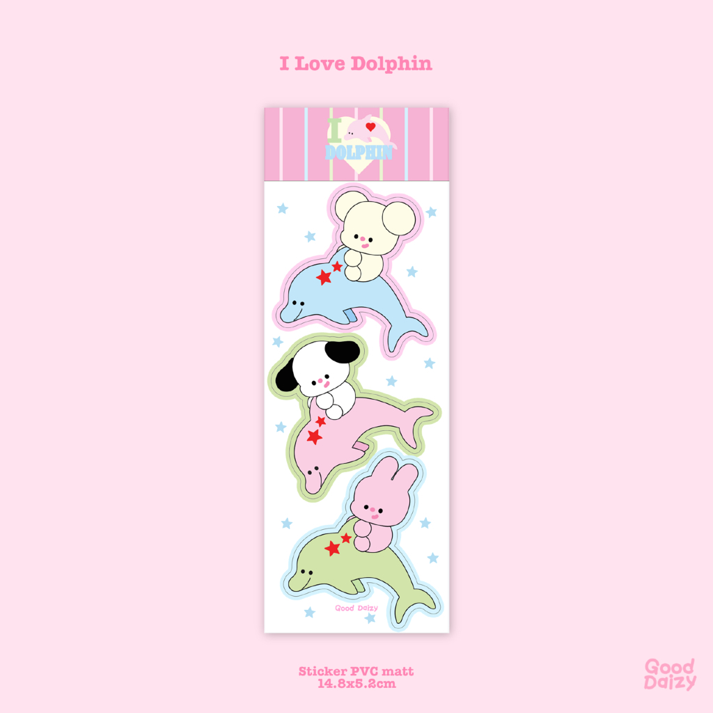I Love Dolphin sticke pvc matt สติกเกอร์ | Good Daizy