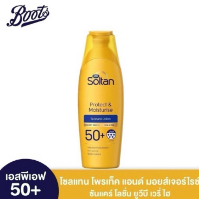 BOOTS SOLTAN โซลแทน โพรเท็ค แอนด์ มอยส์เจอร์ไรซ์ ซันแคร์ โลชั่น ยูวีบี เวรี่ ไฮ เอสพีเอฟ 50+  200 มล