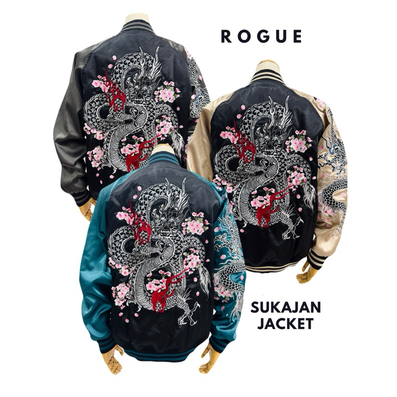 Rogue Sukajan jacket มังกรซากุระ มีให้เลือก3สี ลายปักทั้งหมด มีลายปักมังกรที่แขน ราคาเบาๆเหมาะสำหรับผู้เริ่มต้น