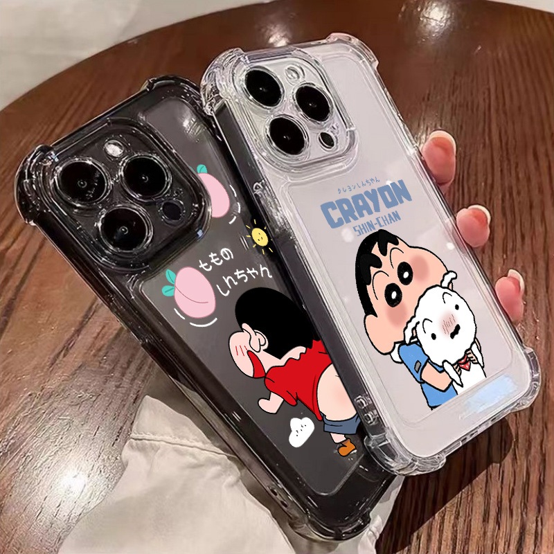 CASE นิ่มกันกระแทกเคสโทรศัพท์ สำหรับรุ่น เคสสำหรับ 13/12/14 Plus Pro Max 8/7 Plus X/XR 11 12proพีชและเครยอนชินจัง