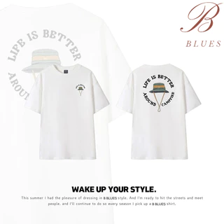 B BLUES เสื้อยืดผู้ชาย ลําลอง ผ้าฝ้าย แขนสั้น คอกลม ไม่ย้วย ไม่หด ผ้านุ่มใส่สบาย แฟชั่นฤดูร้อน สําหรับผู้ชาย และผู้หญิง