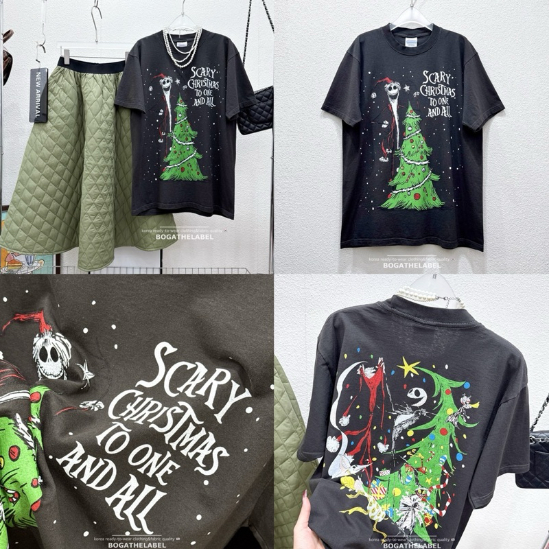 • Scary christmas vintage t-shirt • เสื้อยืดผ้าคอตตอนฟอกสไตล์เสื้อเก่าวินเทจ ผ้าไม่หนาใส่สบายสุดๆ