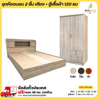 ชุดห้องนอน 2 ชิ้น เตียง + ตู้เสื้อผ้า 120 ซม. **ตจว.มีค่าจัด…