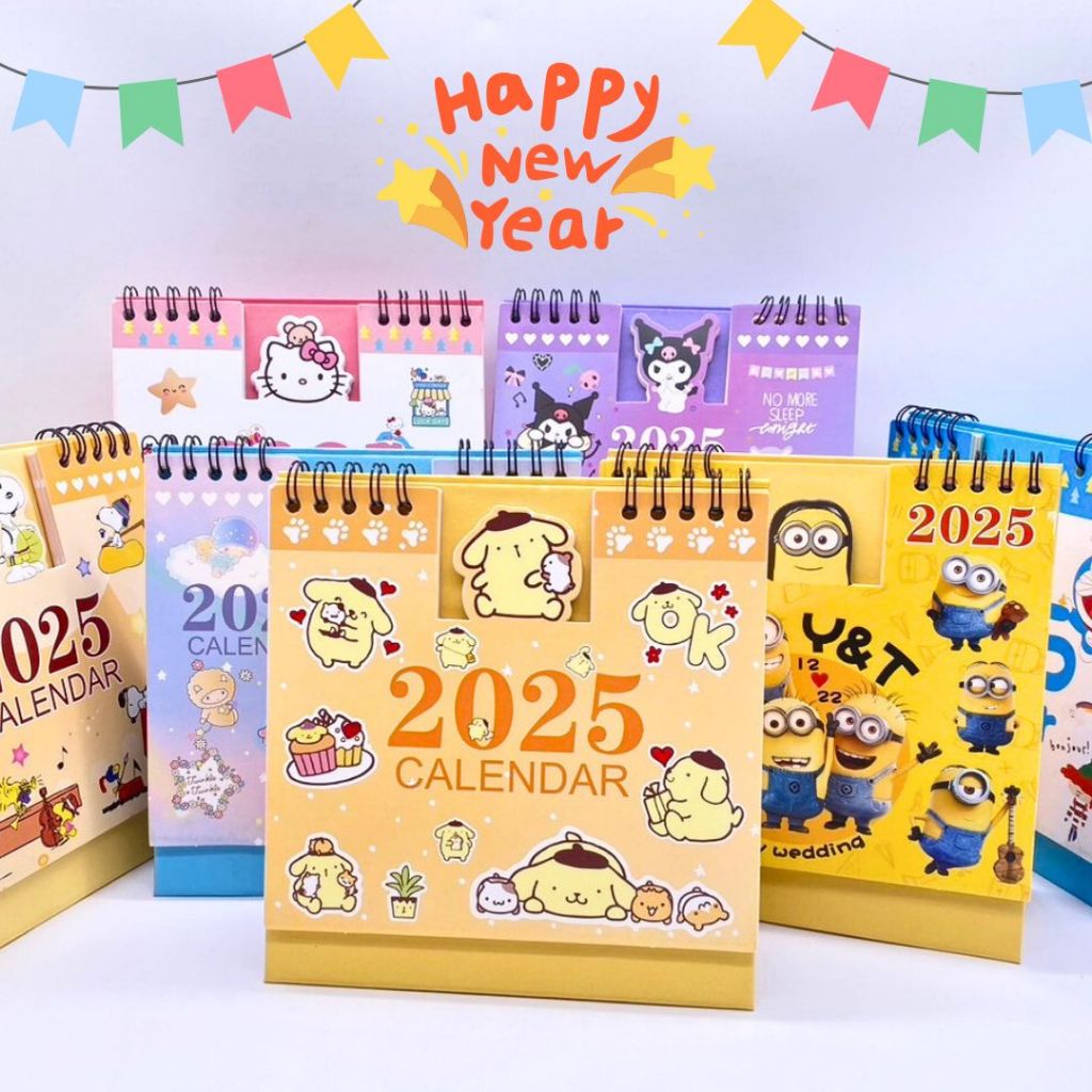 จีน ปฏิทินตั้งโต๊ะ การ์ตูน 2025 แบบ2ด้าน จดบันทึกได้ พร้อมส่ง