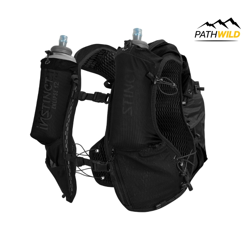 INSTINCT EKLIPSE TRAIL VEST 12L BLACK EDITION เป้น้ำ แนบกระชับ ปรับขนาดได้ทุกไซส์ ช่องใส่ของใหญ่เปิด