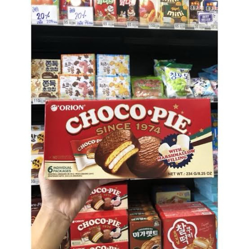Orion choco pie with marshmallows filling ช็อกโก้พาย ไส้มาร์ชเมลโลว 1กล่อง6ชิ้น