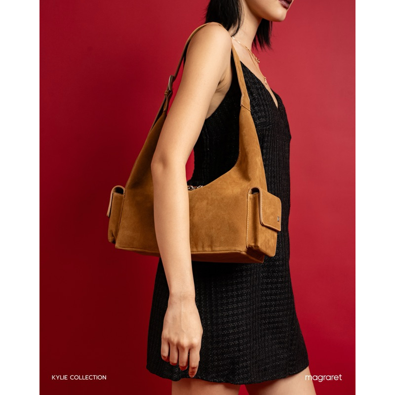 kylie กระเป๋าสะพายปรับครอสได้ Suede,P.U.