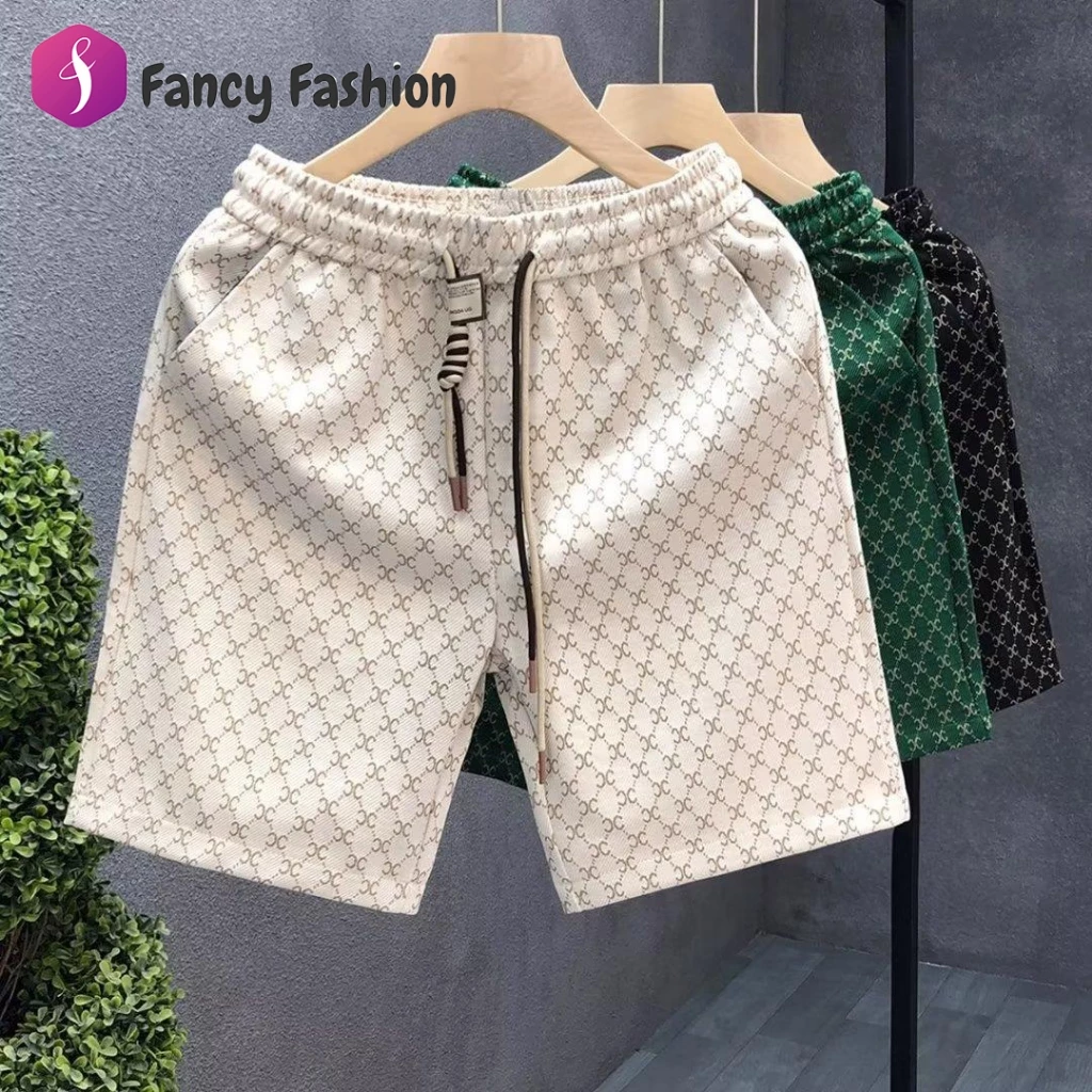 FancyFashionM-3XL กางเกงขาสั้นผู้ชาย ไซส์ใหญ่ ลําลอง ทรงหลวม ผ้าไหมน้ําแข็งมีน้ําหนักเบาและระบายอากาศได้ดี ขาวแฟชั่นชาย
