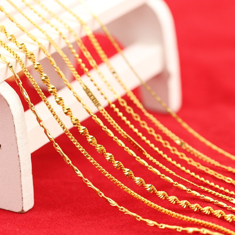 สร้อยคอโซ่ แบบทอง โซ่กระดูกไหปลาร้าทองแดงชุบทอง 24K ทองคำปลอมs3