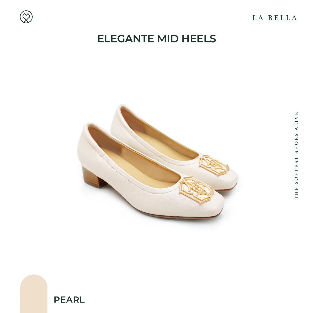 LA BELLA รุ่น ELEGANTE MID HEELS - PEARL