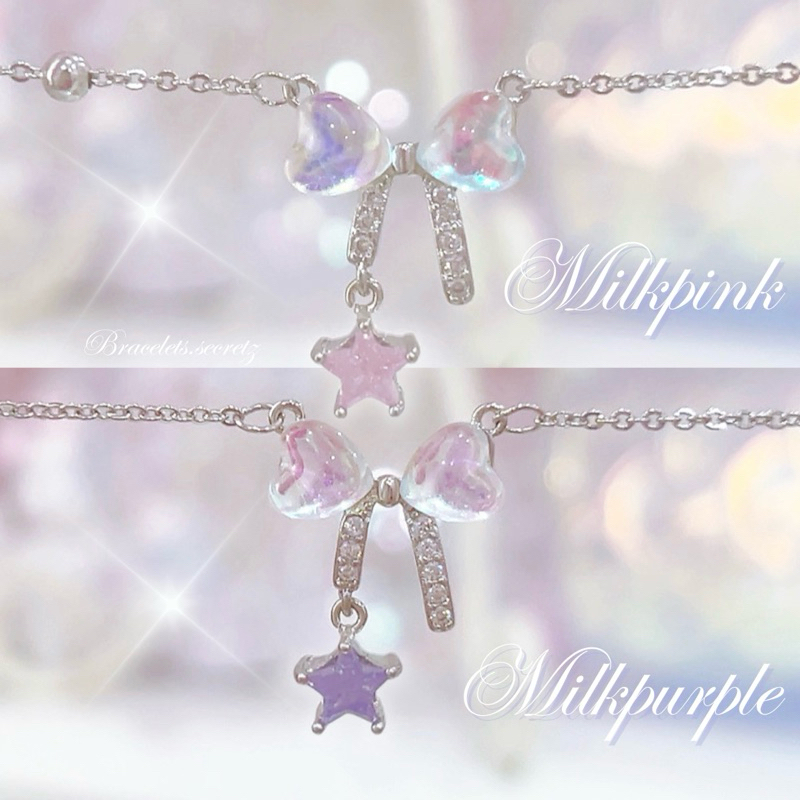 🎀 ลด80฿🪞🩷 โค้ดหน้าร้าน 🎀🩷 𝐵𝑜𝓌 𝑅𝒶𝒾𝓃𝒷𝑜𝓌  สร้อยข้อมือ สร้อยคอ กำไล โบว์รุ้ง แบบเซตโบว์ สร้อยคอ (125) Pando ชุบเงินแท้92.5%