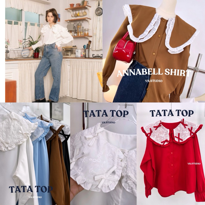 สต้อคเติมเเล้วนะคะ ANNANBELL SHIRT เสื้อเชิ้ตเเต่งคอบัวสองชั้น งานสวยมาก สไตล์โคเรีย งานตามหาเลยค่ะ