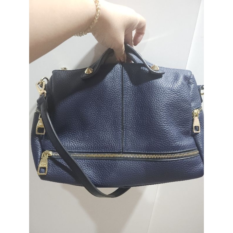 Ellsa Veroni bag กระเป๋าหนังสีน้ำเงินอะไหล่ทอง สายสั้นคล้องบ่าหนังวัว สายเดิมสายยาว ขาดไปค่ะเป็นสายแ