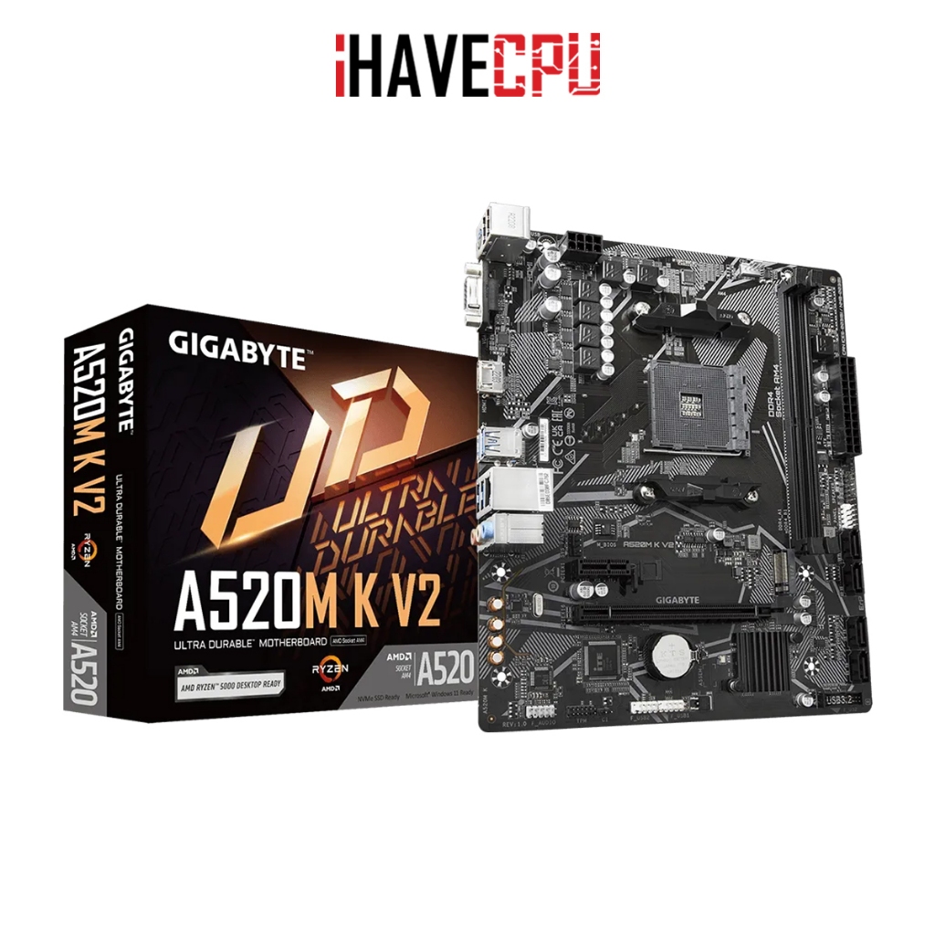 เมนบอร์ด (mainboard) iHAVECPU(AM4) GIGABYTE A520M K V2 (REV.1.1)