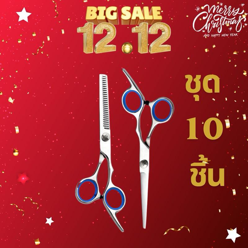 ชุดกรรไกรตัดผม 10 in1 ขนาด 6 นิ้ว กรรไกรซอยผม ชุดกรรไกรตัดผม กรรไกร ตัดผม
