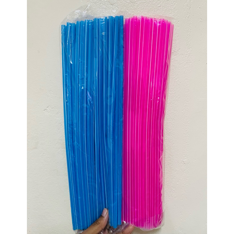 หลอดดูดน้ำ พลาสติก แบบมีลาย ยาวพิเศษ 33 cm หลอดน้ำ ขนาด 30 กรัม คละสี