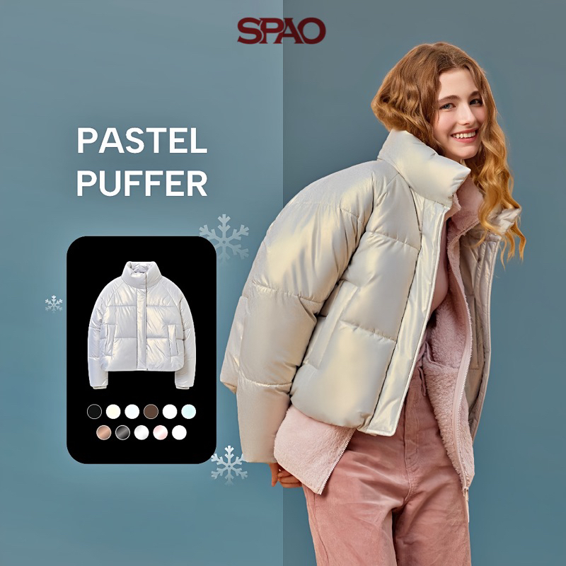 Spao เสื้อกันหนาวรุ่น Pastel Puffer เสื้อJacket ของแท้จากเกาหลี🇰🇷