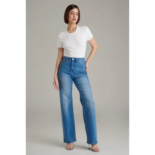 Mc jeans กางเกงยีนส์ผู้หญิง ทรงกระบอก ปลายขากว้าง (Straight Wide) Mc Me MFIZ222