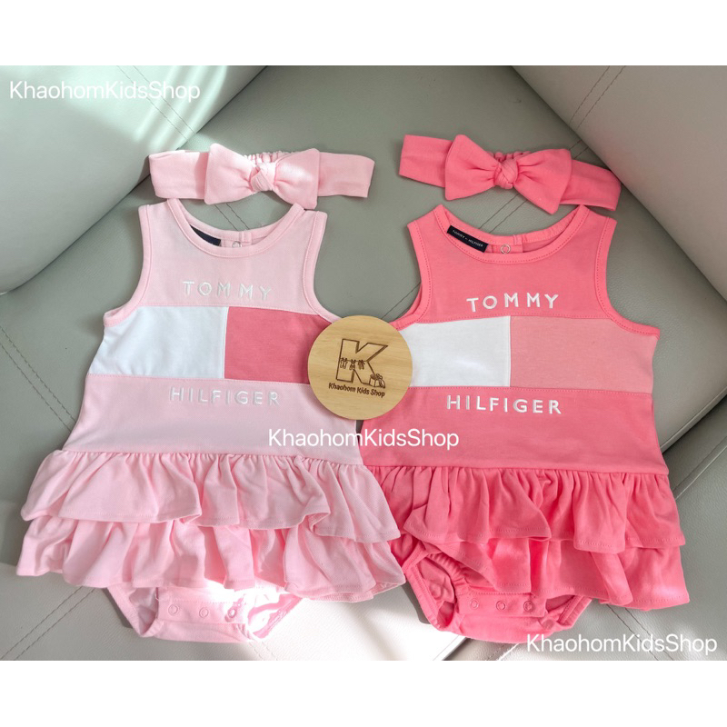 (12-24m) Tommy บอดี้เดรสพร้อมที่คาดผมเด็กสีชมพู/เสื้อผ้าเด็กผู้หญิง