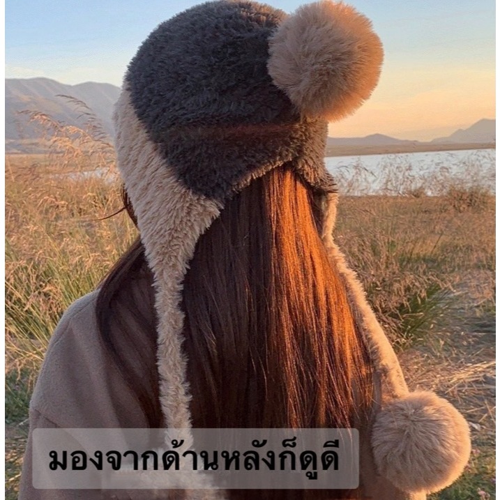 (พร้อมส่งในไทย)หมวกไหมพรมกันหนาวสไตล์เกาหลี สำหรับผู้หญิง - รูปที่ 4