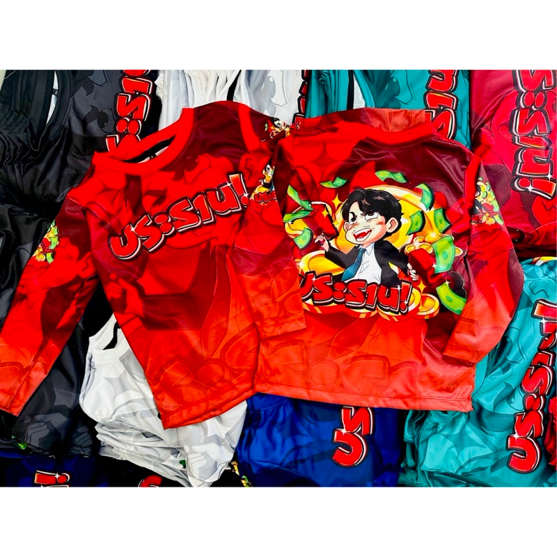 เสื้อประธาน ไซส์เด็ก เสื้อผ้ามันสกรีนลาย แขนยาว คอกลม