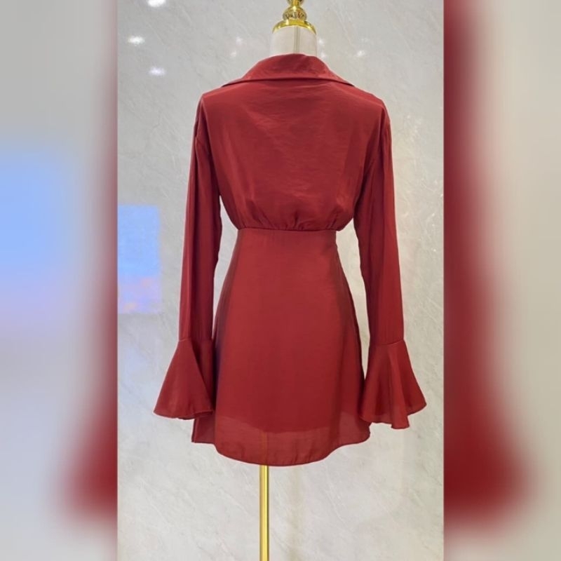 ชุดคุณภาพดี💯ตรงปก✨ร้านนี้มีพร้อมส่งเลย✅ไม่ต้องเช็ค*ส่งไว💐 เดรส ชุดออกงานสี​ แดง​ Stylista​ - รูปที่ 3