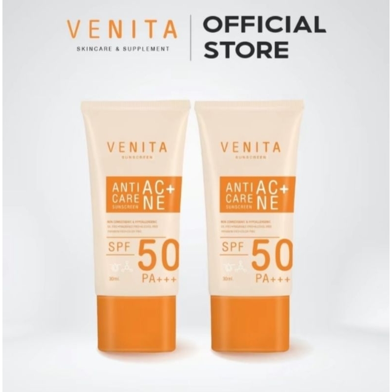[ 2 หลอด ] ครีมกันแดด เวนิต้า Venita SPF50/PA+++plus เนื้อครีมเจล เกลี่ยง่าย ซึมไว 1 หลอด 30 มล.
