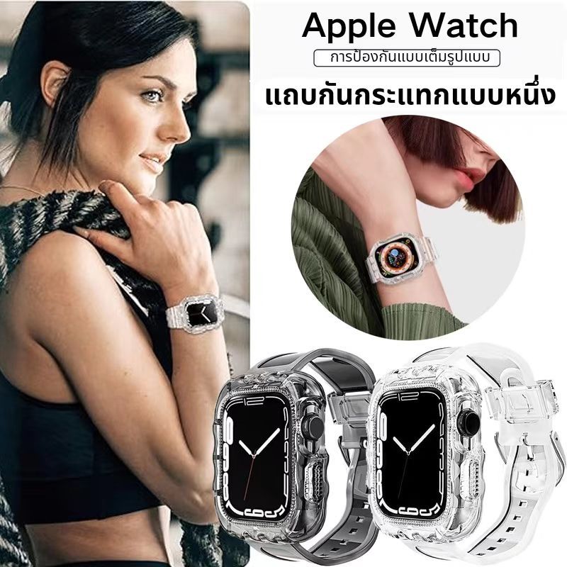 ซิลิโคนสายนาฬิกา 42มม. 38มม. 44มม. 45มม. 41มม. สำหรับ Apple Watch series 8 7 6 5 apple watch 1-8
