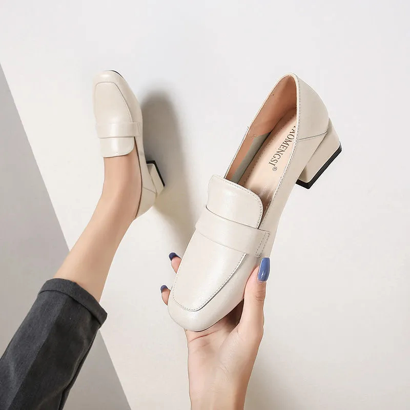 🌈เตรียมจัดส่ง🔥34-40ผู้หญิงใหม่ที่สะดวกสบาย, ระบายอากาศและการออกแบบที่เรียบง่ายเกาหลีบล็อกรองเท้าไม่มีส้นส้น