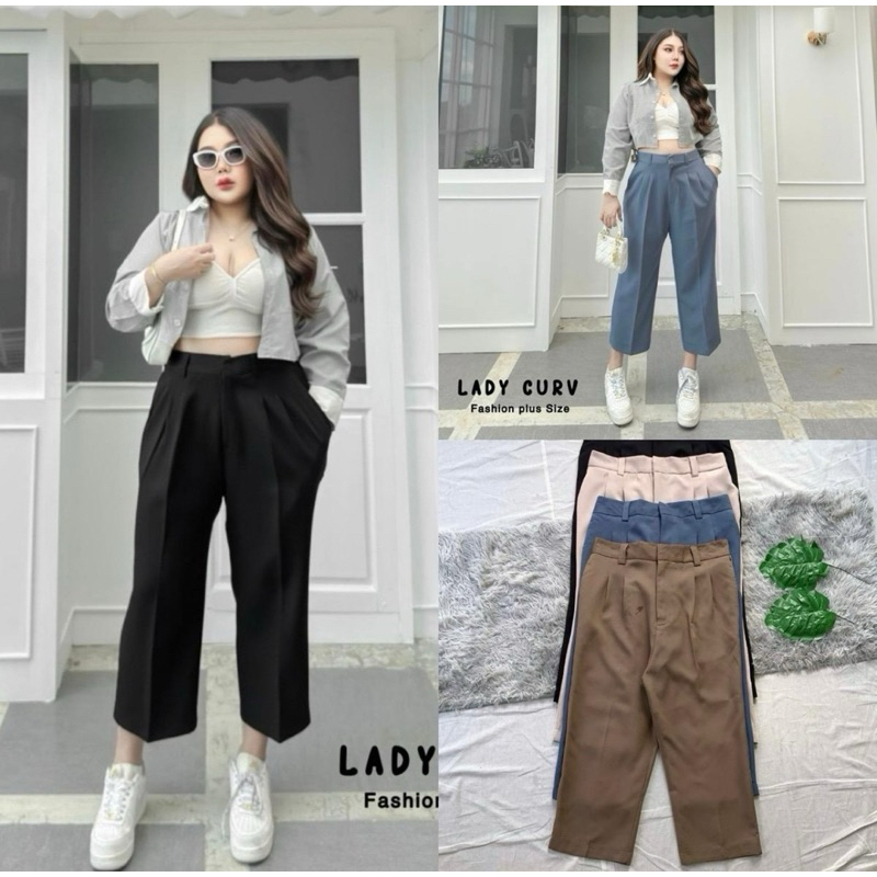 (มีไซส์ 32-50) กางเกงทำงานคนอวบ 7 ส่วนตะขอหน้า กางเกงตะขอคนอวบเอวสูง สไตล์เบสิก ไม่ยาวมาก ผ้าทิ้งตัว ทรงสวย