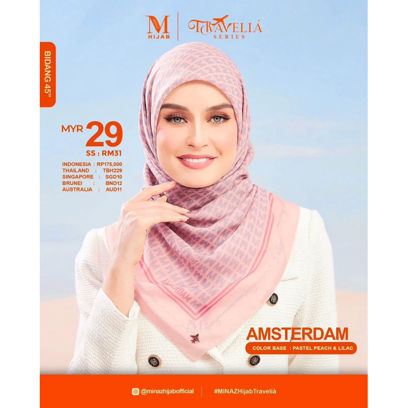 New Collection Hijab Minaz (Travel️) ลายใหม่ล่าสุดสวยๆทั้งนั้น ขนาดหลาสกู 47*47