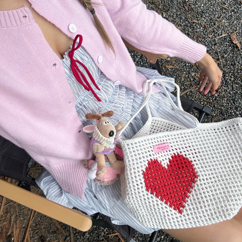 • ᵕ mesh big bag heart 🎒🎄🪒✨
