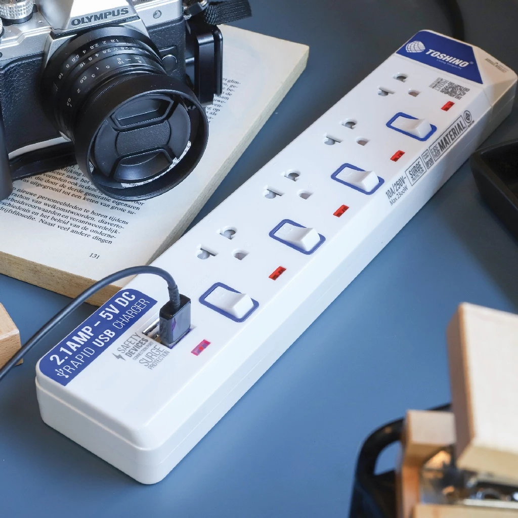 🛵มีส่งด่วน💨ปลั๊กไฟ มอก. มีสวิตซ์แยก TOSHINO มี 2/3/4/5/6 เต้าเสียบ สายยาว 3 เมตรและ 5 เมตร - รูปที่ 5