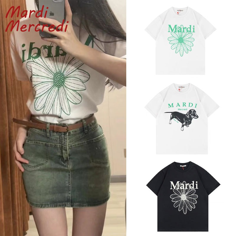 OUTLETS นำเข้าจากเกาหลี Mardi Mercredi แขนสั้นพิมพ์ลายดอกเดซี่