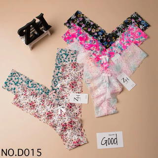 ZH.D015กางเกงชั้นในจีสตริงเอวต่ำลายดอกไม้.บิกินี่ลูกไม้G-string