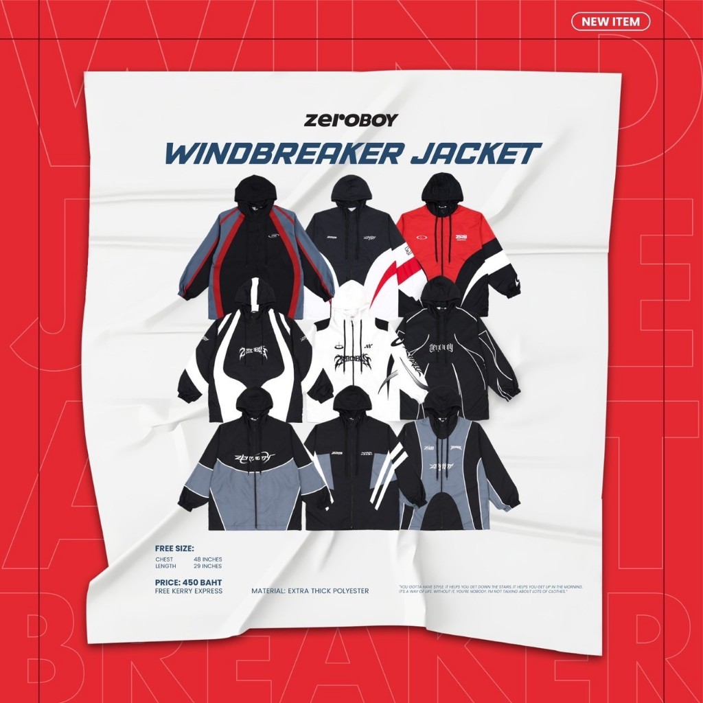 ZEROBOY - WINDBREAKER JACKET เสื้อแจ็คเก็ตรุ่นใหม่ล่าสุด