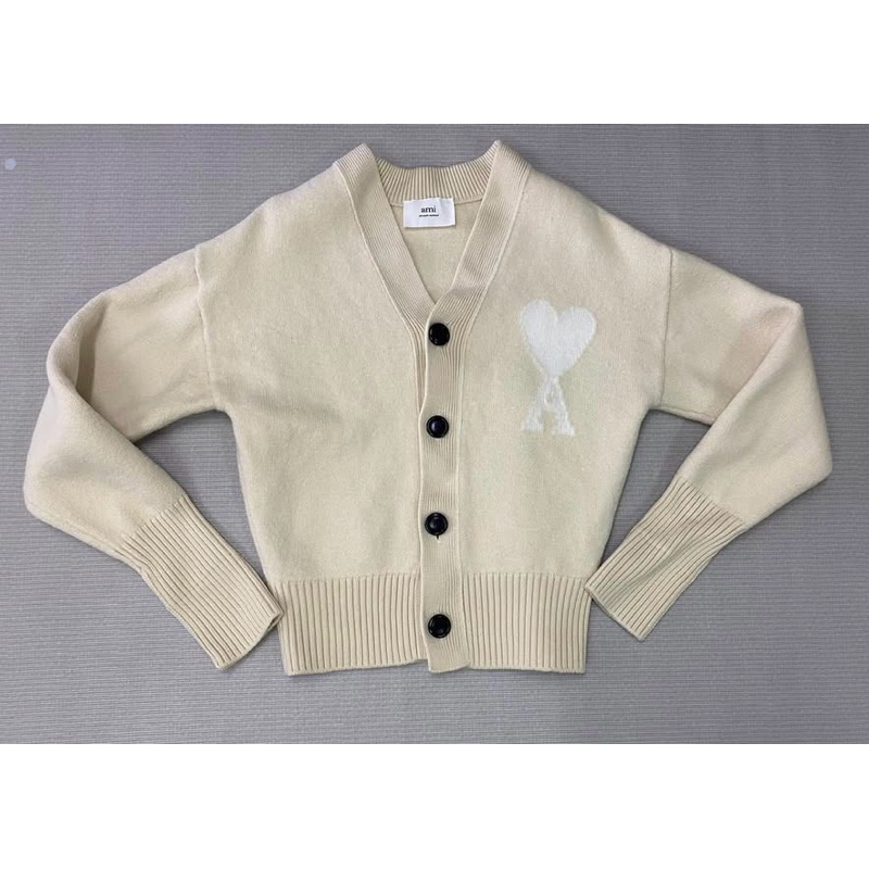 Ami paris cardigan สี beige white Size S