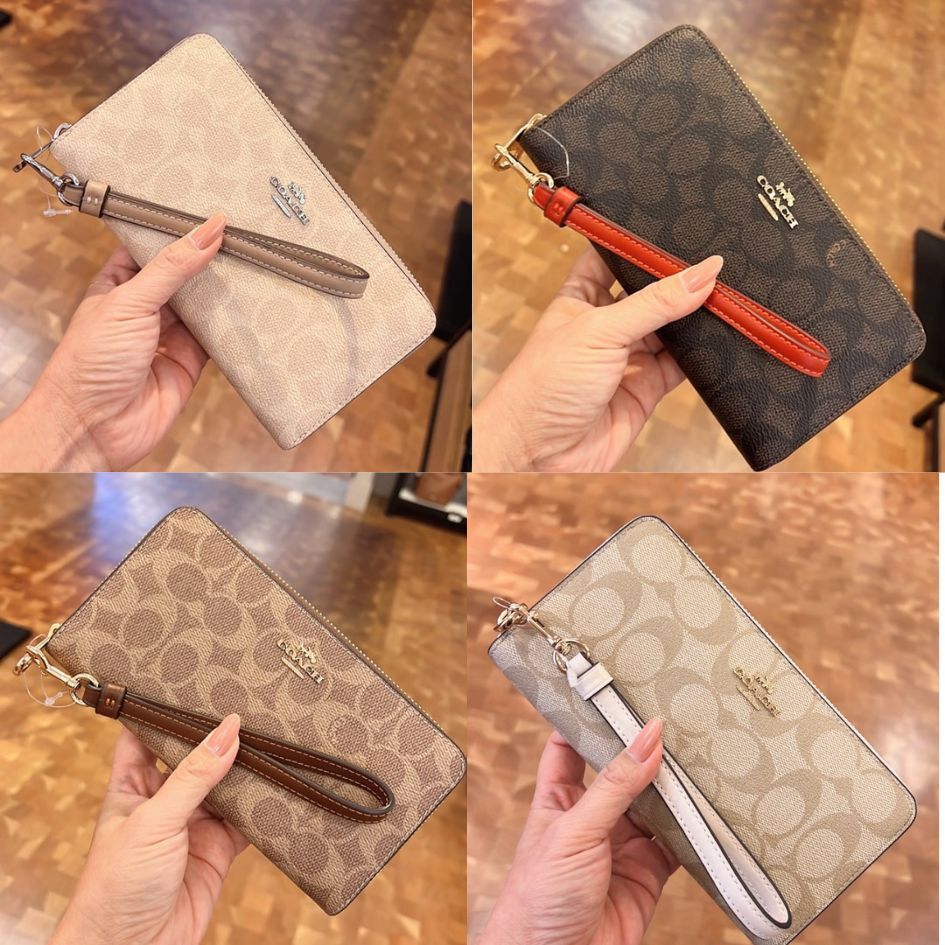 COACH Long Zip Around Wallet In Signature Canvas Style No. C4452 ซิปรอบใบยาว