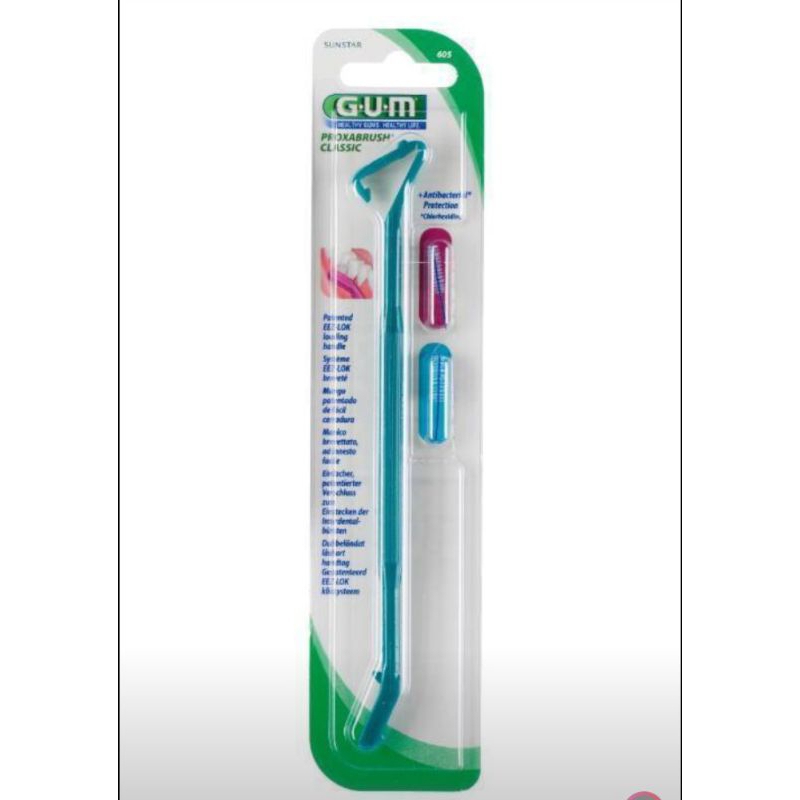 Gum 605 Proxa brush Classic แปรงซอกฟัน ด้ามแปรง ชนิดเปลี่ยนหัวแปรงได้ จำนวน 1 ด้าม แถมฟรี !! หัวเปลี่ยน 2 ชิ้น