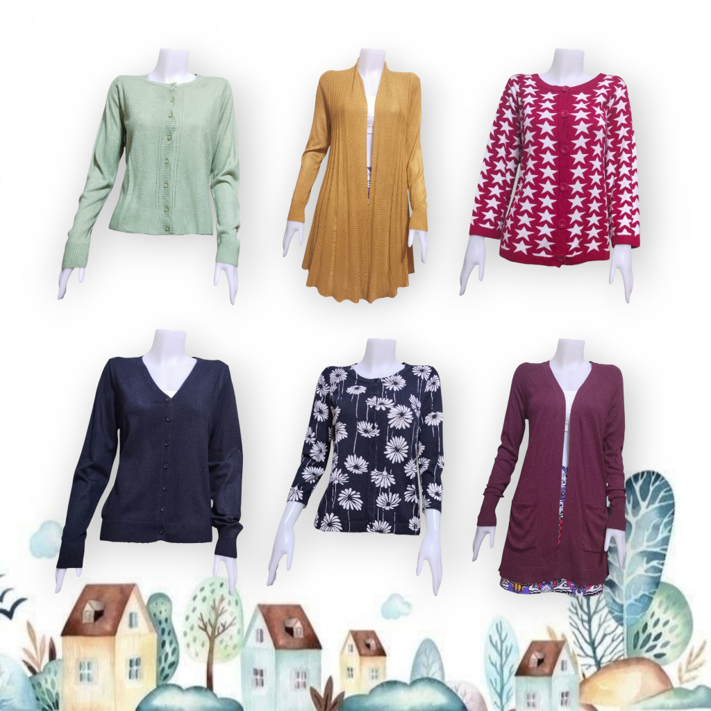 เสื้อแขนยาว เสื้อคลุม คาดิแกนไหมพรม สเวตเตอร์ มือสอง