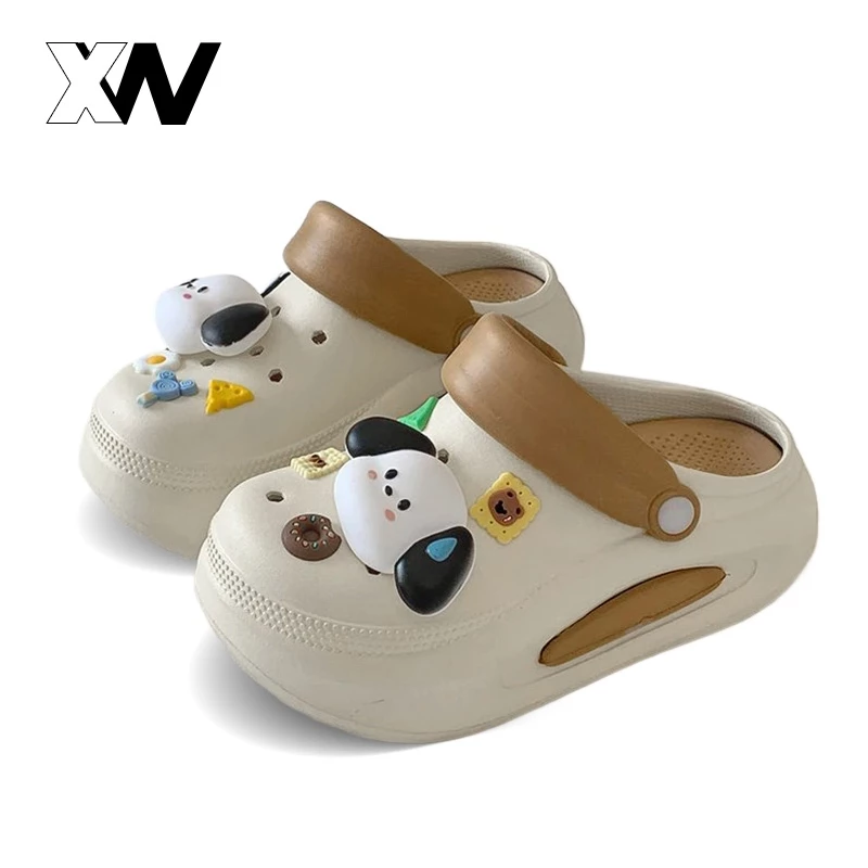 XWbrand มาแรงมาก รองเท้าแตะหัวโตแฟชั่น มีสายรัดส้น สีสวยน่ารักมาก แถมไปเลย ตัวติดการ์ตูนหมาหัวโต ชอบสีไหนจิ้มเลย