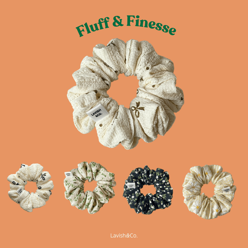 [ พร้อมส่ง ] Lavish   Scrunchies  "Fluff & Finesse"  11*11 CM  (Large size)