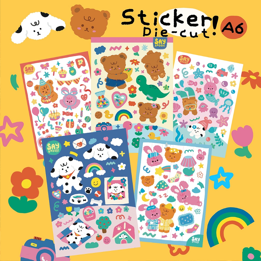 สติกเกอร์ไดคัท กันน้ำ A6 - Die-Cut Sticker น่ารัก ติดตกแต่ง first collection