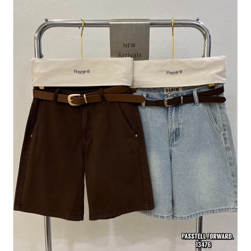 🇰🇷New🇰🇷  Korea darim with belt denim Shorts jeans มาใหม่เลยค้า กับยีนขาสามส่วนทรงเรียบ ใส่สวย มาพร้อ