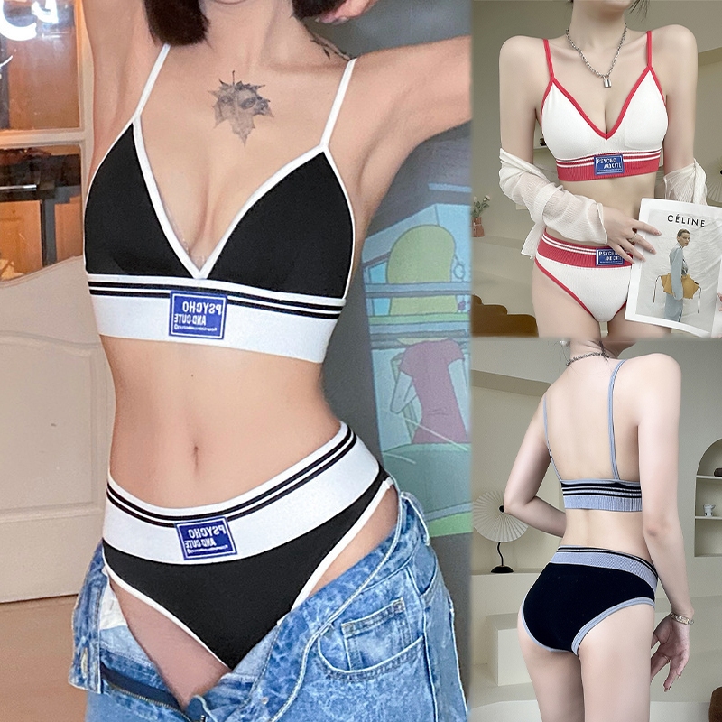 *พร้อมส่งจากไทย* ชุดชั้นใน สปอร์ตบรา bikini set บราสตรี+กางเกงชั้นในสตรี bra เนื้อผ็าcottonนุ่มใส่สบายๆๆ กันเหงื่อ#0471