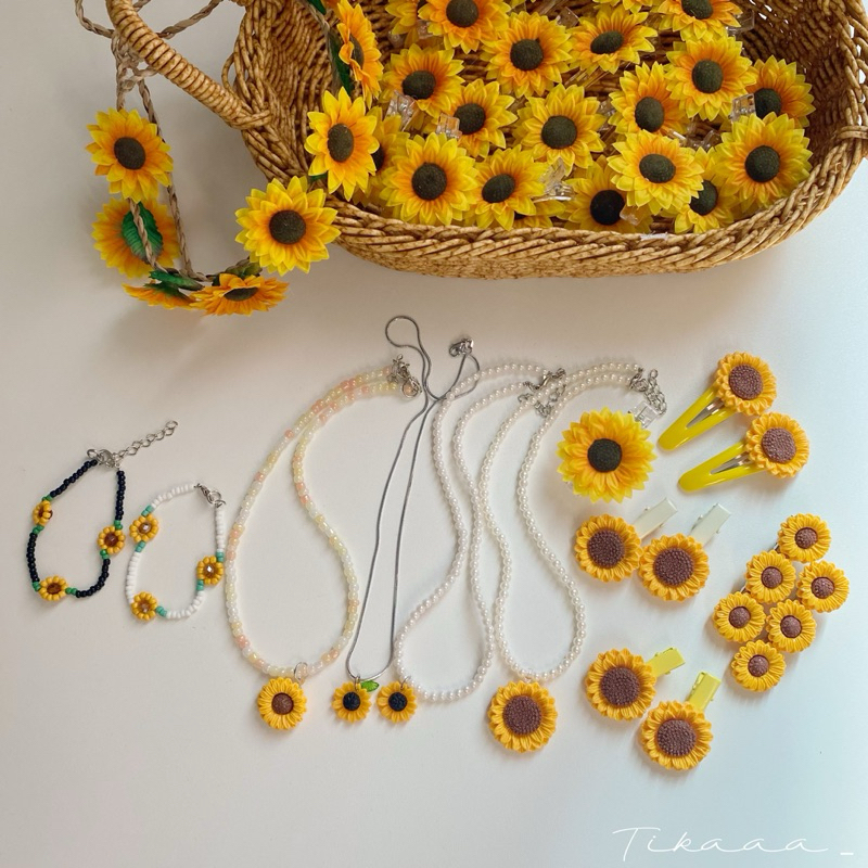 (Ready to Shp🇹🇭)🌻Cute Sunflower Jewelry Set (Hair Clip, Necklace & Bracelet)- กิ๊บติดผม,สร้อยคอ,สร้อยข้อมือดอกทานตะวัน ✨