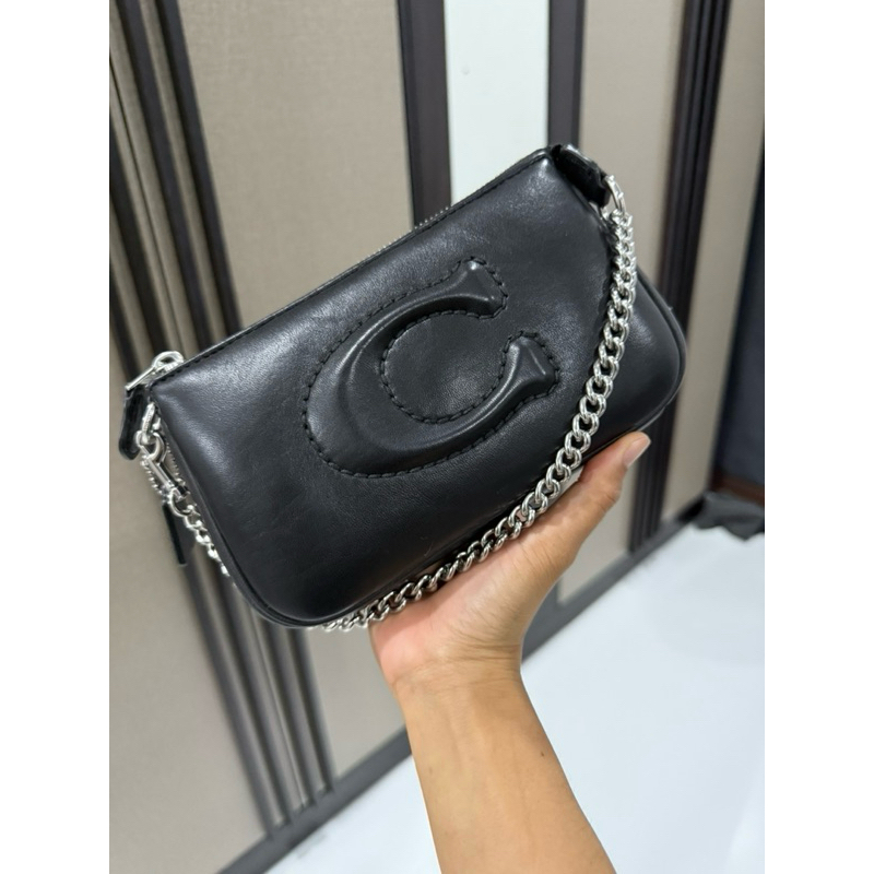 กระเป๋า coach พอสหนังแกะดำ แท้